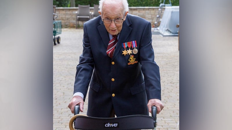 Read more about the article UK: WWII Veteran Tom Moore Raises More Than £12m For NHS For His 100th Birthday By Walking 100 Garden Laps